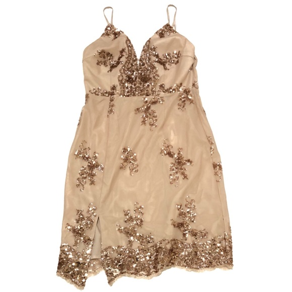 NWT Minuet Pink Gold Sequin Dress Sz M - Picture 2 of 6